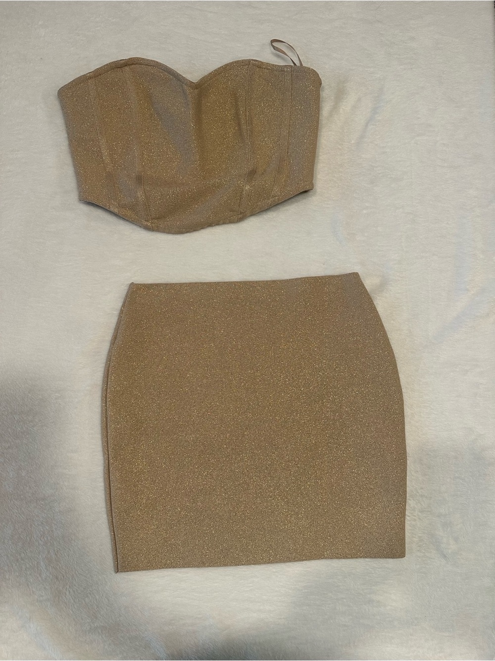 Windsor Gold Shimmery Strapless Mini Set